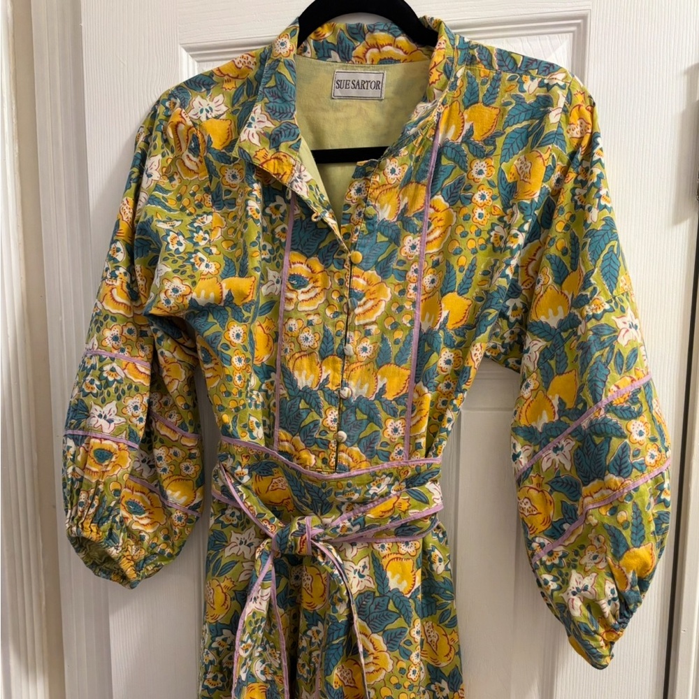 🌟SUE SARTOR🌟 Mini Flounce Floral Long Sleeve Dress